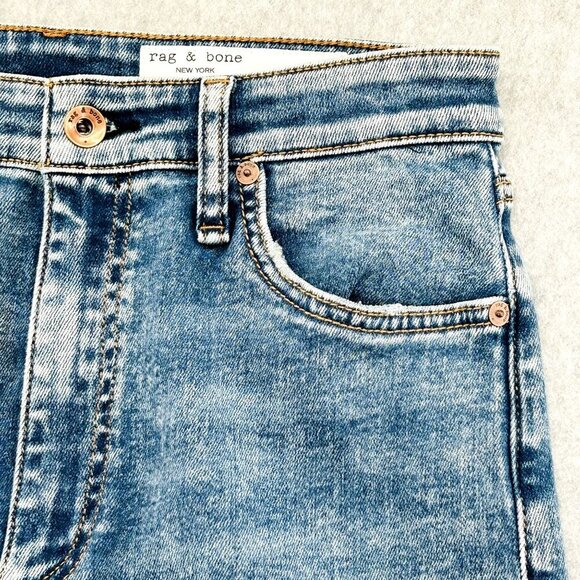 Rag & Bone Casey High Rise Flare Jeans Size 28 Pebbles Wash Raw Hem Ankle Denim - Picture 8 of 16